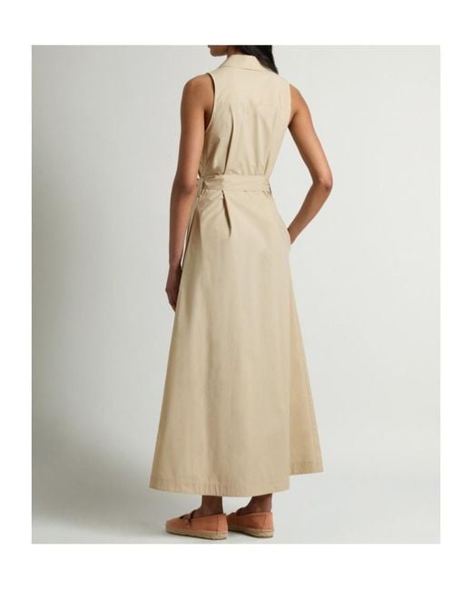 Woolrich Natural Sleeveless Poplin Shirt Dress