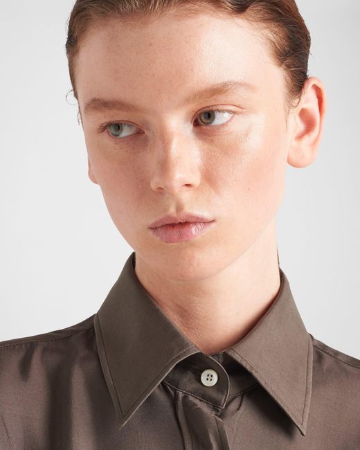 Prada Brown Gradient Belted Shirtdress