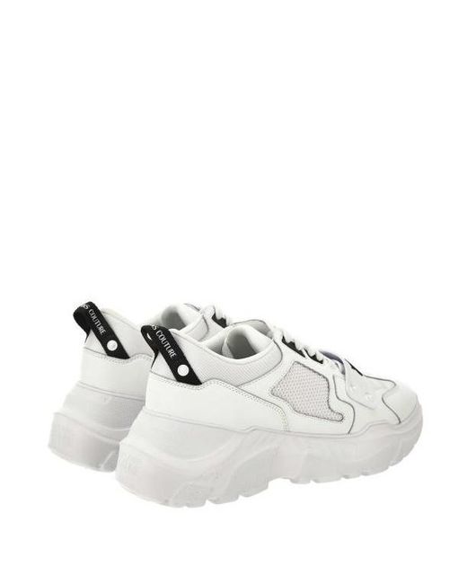 Versace Jeans White Speedtrack Logo-Embossed Mesh Sneakers for men