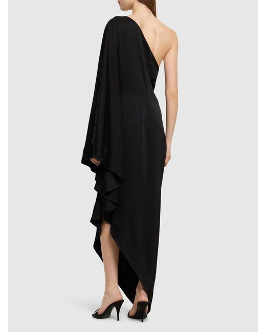 Alexandre Vauthier Black One Shoulder Draped Satin Long Dress
