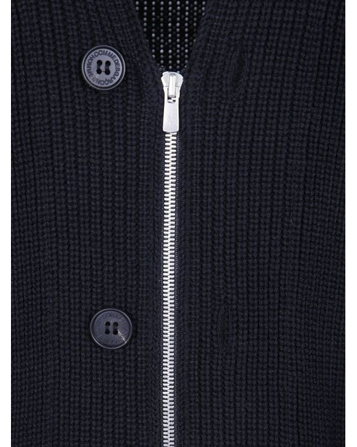 Comme des Garçons Blue Long-Sleeved Knitted Cardigan for men