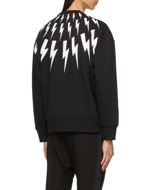Neil Barrett Black Thunderbolt Pattern Print Sweatshirt for men