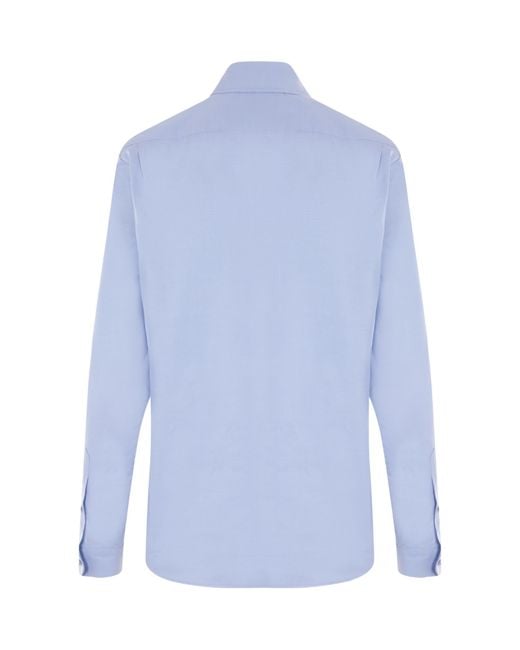 Gucci Blue Curved Hem Buttoned Shirt