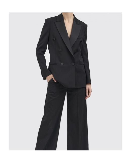Dondup Black Double-Breasted Blazer