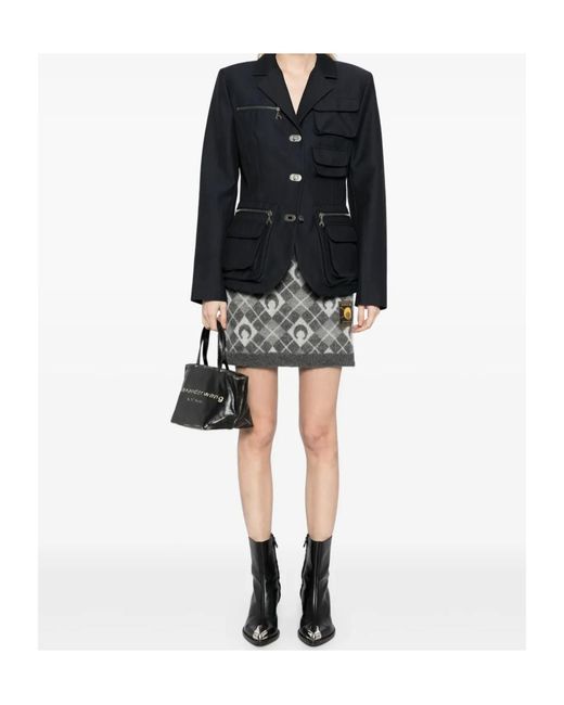 MARINE SERRE Gray Moon Argyle Knit Mini Skirt