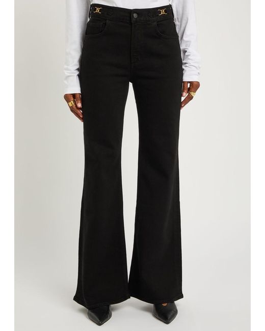 Citizens of Humanity Black Kimberly Horsebit-Embellished Flared-Leg Jeans