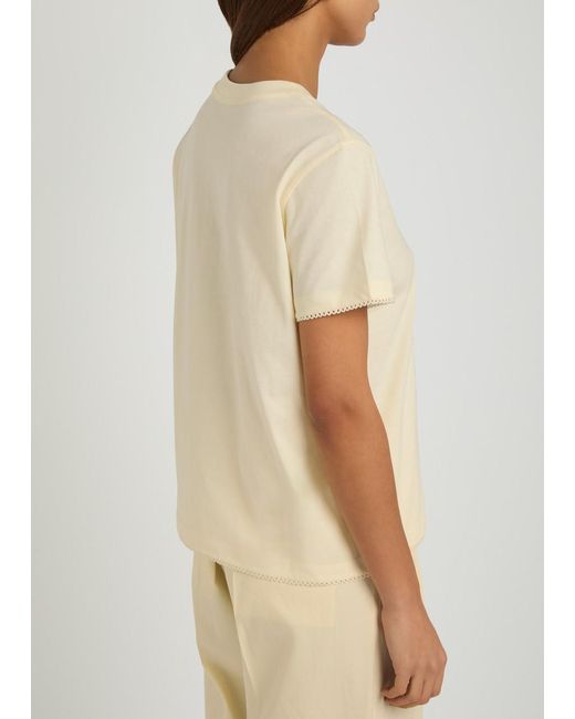 Moncler White Logo-Appliquéd Scalloped Cotton T-Shirt