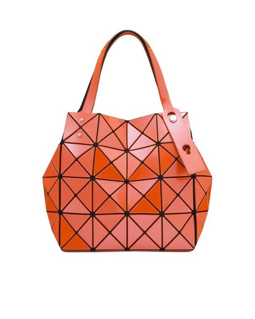 Issey Miyake Red Geometric Patterned Top Handle Bag