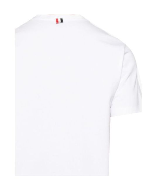 Thom Browne White Pocket-Detailed Crewneck T-Shirt for men