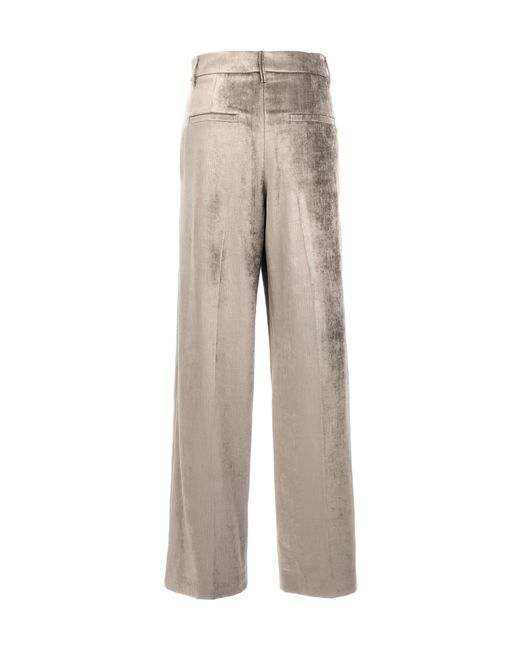 Brunello Cucinelli Gray Chenille Straight Leg Pants