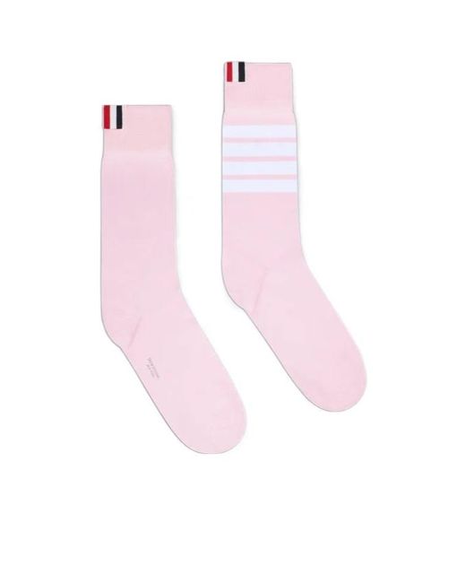 Thom Browne Pink 4-Bar Striped Socks