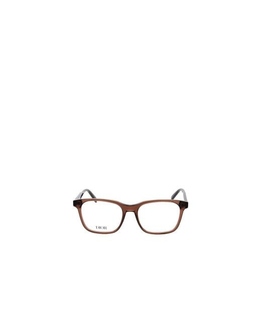 Dior White Eyewear Square Frame Glasses for men