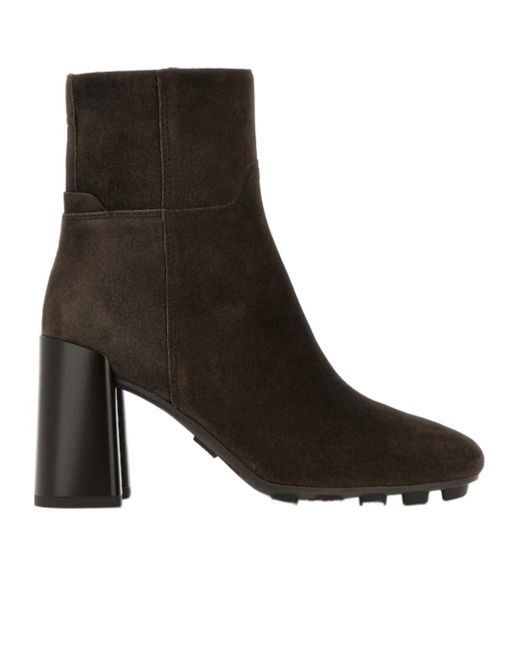 Hogan Brown Block Heel Ankle Boots
