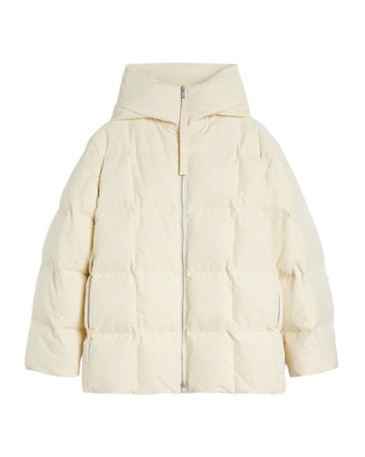 Jil Sander Natural Zip-Up Hooded Down Coat