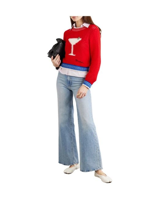 Mother Red Open-Knit Cotton Sweater
