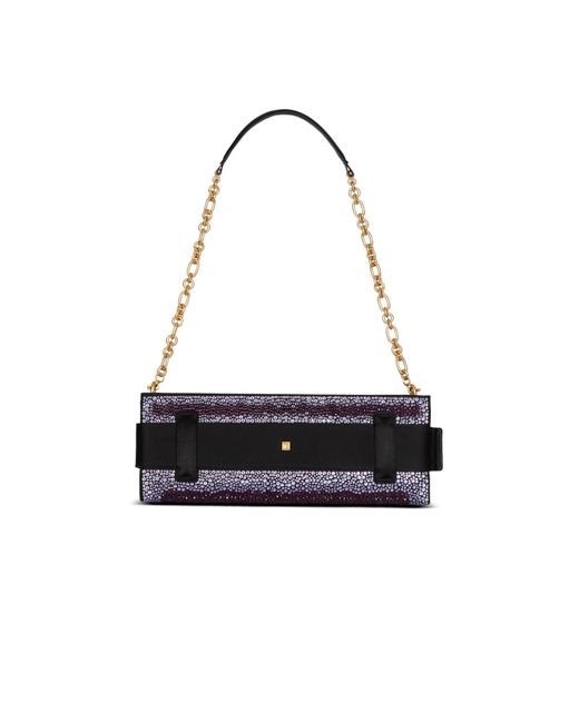 Balmain Black Anthem Crystal Satin Clutch