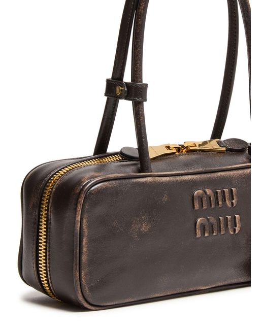 Miu Miu Black Aged Nappa Leather Bag