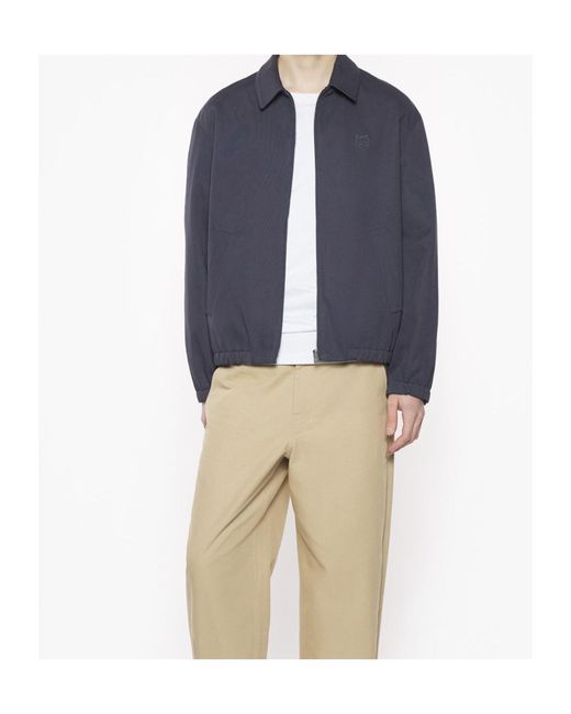 Maison Kitsuné Blue Maison Kitsuné Elasticated Zipped Blouson for men