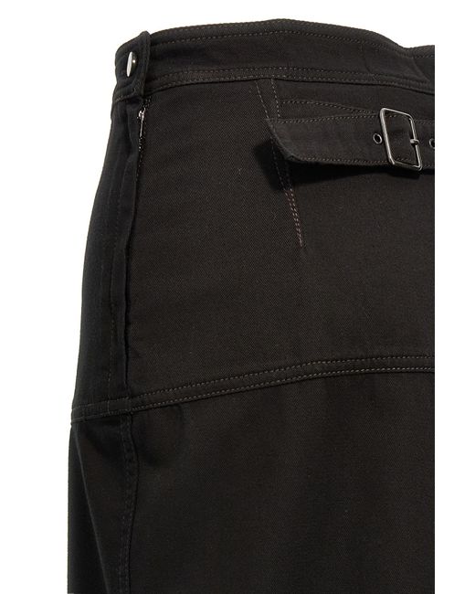 Lemaire Black Asymmetrical Wrapover Skirt