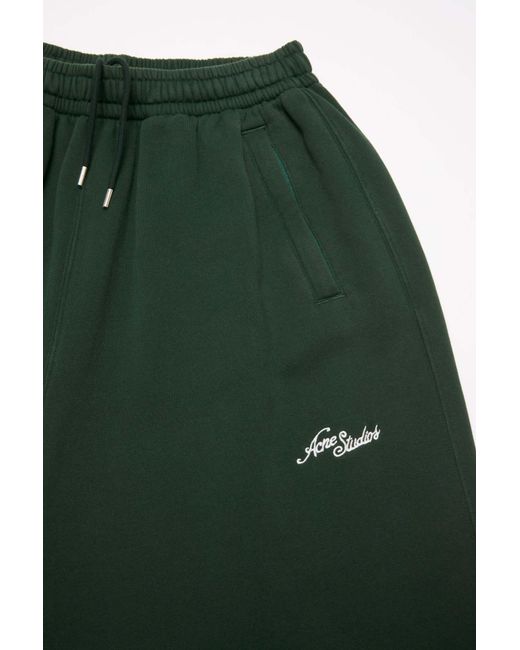 Acne Green Fleece Logo Sweatpants for men
