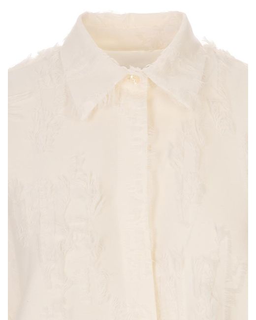 MSGM White Textured Long-Sleeve Shirt