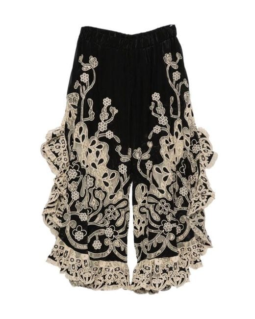 Sea Black Gracelyn Lace-Trimmed Trousers