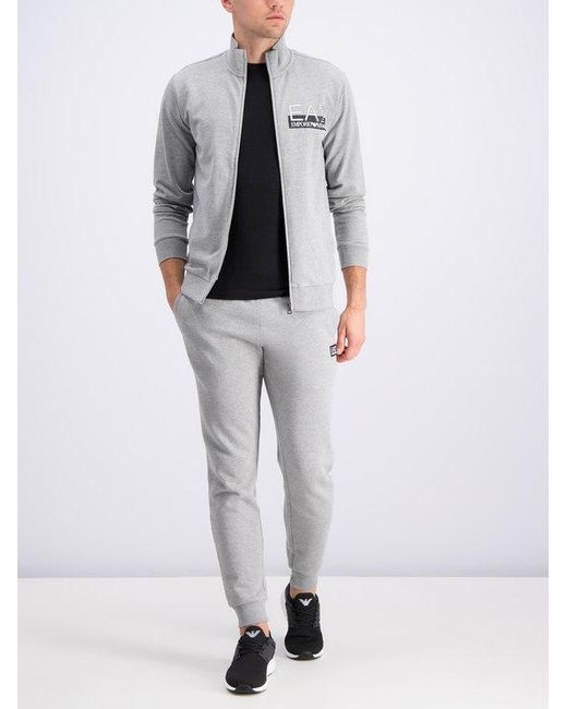 EA7 Gray Logo Collar Casual Jacket for men