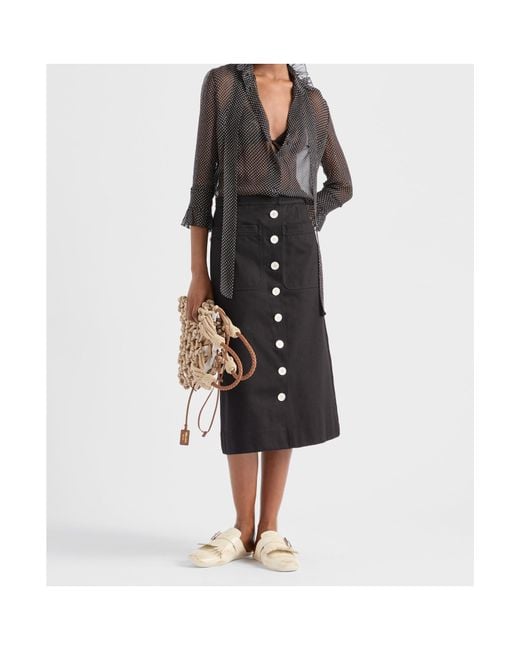 Prada Black Polka-Dot Silk Chiffon Shirt