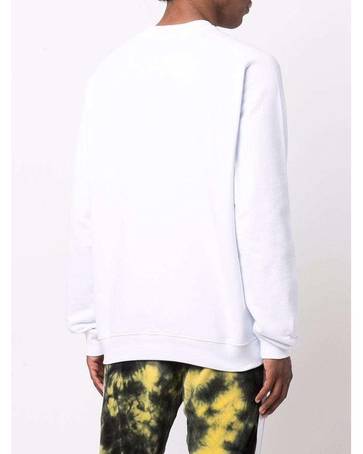 MSGM White Logo Printed Crewneck Sweatshirt for men