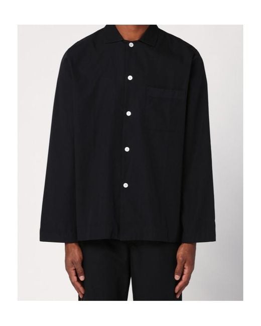 Tekla Black Long-Sleeve Pyjama Shirt for men