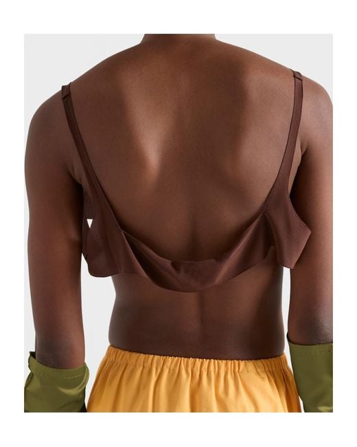 Prada Brown Crepe De Chine Top