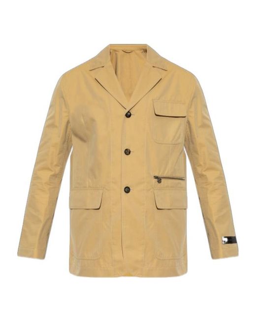 Versace Natural Flap-Pocket Single-Breasted Tailored Blazer for men