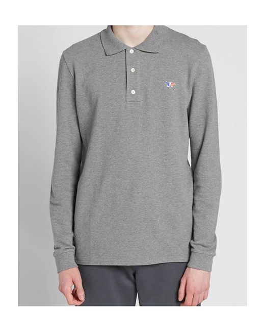 Maison Kitsuné Gray Long-Sleeved Polo Shirt for men