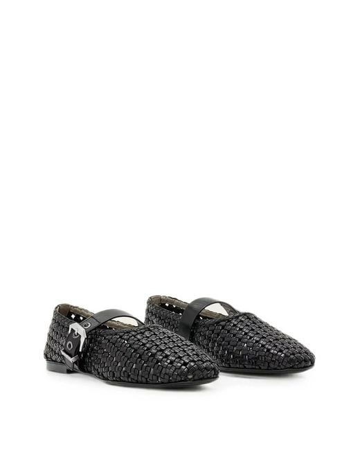 AllSaints Black Round-Toe Flat Shoes