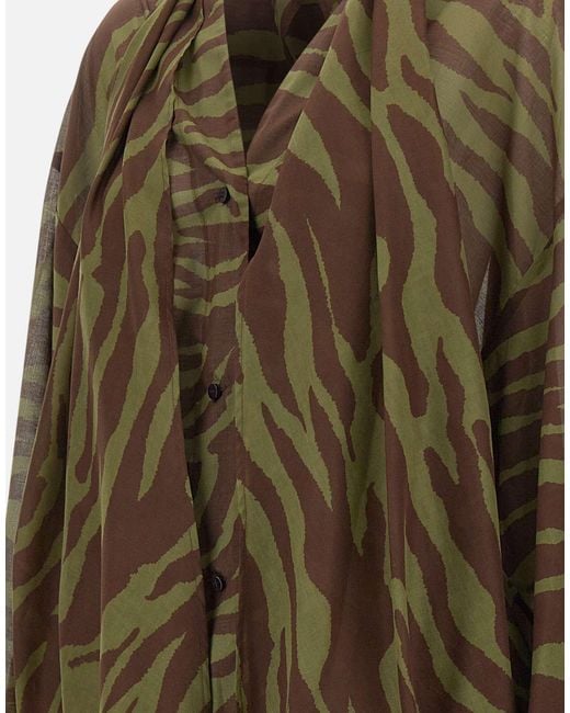 The Attico Brown The V-Neck Printed Mini Dress