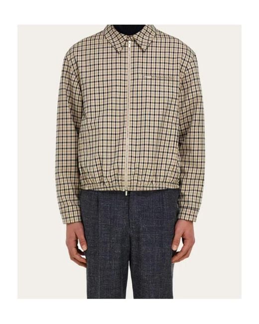 Ferragamo Gray Ferragamo Eyewear Checked Zip-Up Jacket for men