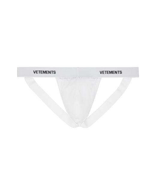 Vetements White Logo Waistband Jockstrap for men