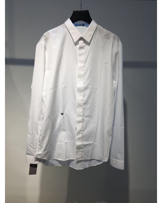 Dior White Homme Bee Embroidered Long-Sleeved Shirt for men