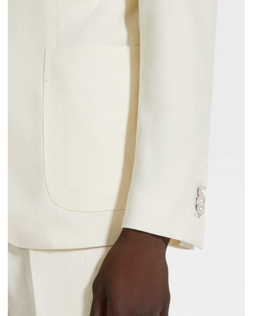 Zegna White Long-Sleeved Suit Jacket for men