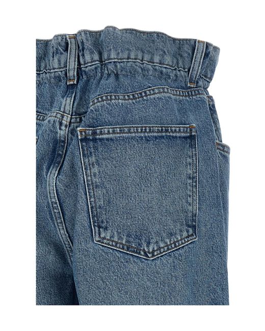 Agolde Blue Lyonne Paperbag Wide-Leg Jeans