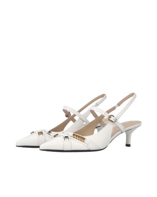 Pinko White Pointed Toe Slingback Pumps