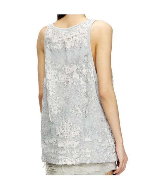 DIESEL White De-Dalby-Fsg Destroyed Jacquard Denim Top