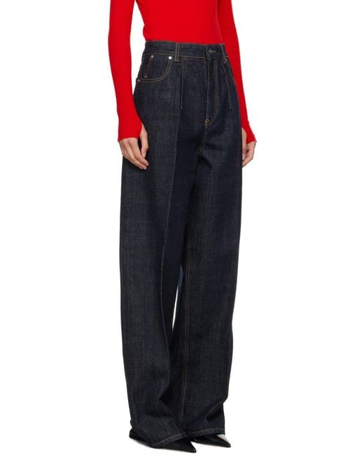 Victoria Beckham Black Cinched High-Waisted Jeans