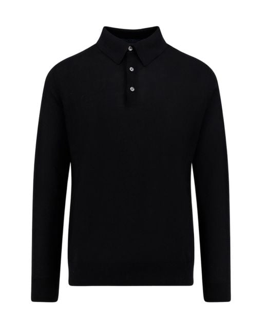 Kiton Black Ciro Buttoned Polo Shirt for men