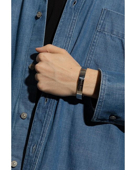 Maison Margiela White Logo Engraved Bracelet for men