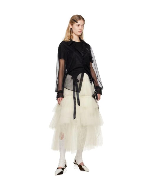 Simone Rocha Black Embellished Sheer Shirt