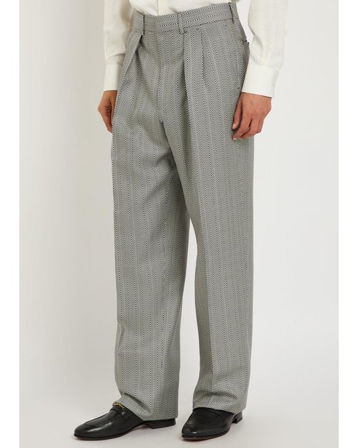 Tom Ford Gray Tapered-Leg Silk Trousers for men