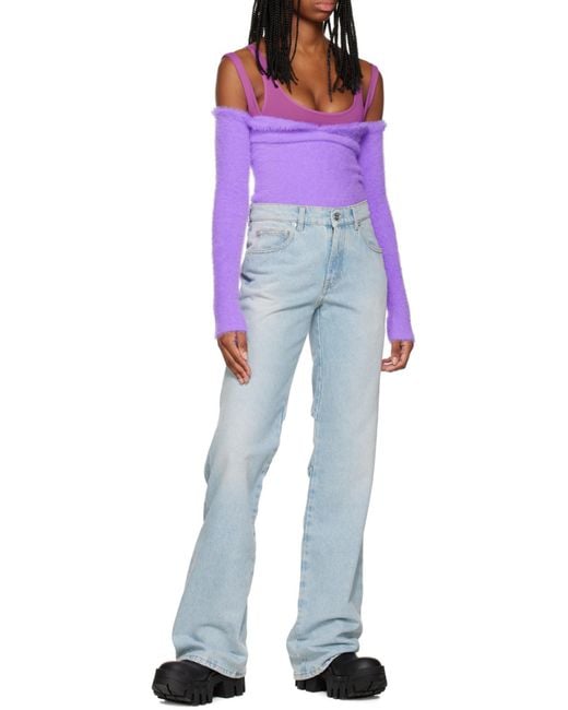 デニム・ジーパン OFF WHITE DENIM FLARED JEANS Off-White c/o Virgil Abloh Bleach Baby Low-Rise Flared Jeans