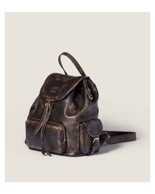 Miu Miu Brown Flap Backpack