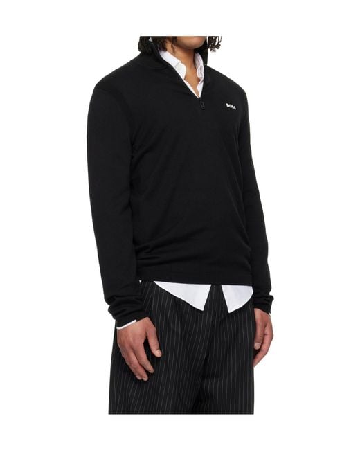 Boss Black Quarter Zipper Sweater for men